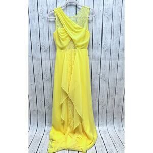 NWT BCBGMAXAZRIA  Long Fit and Flare Ruffle Skirt Round Neck Evening Gown Size 2